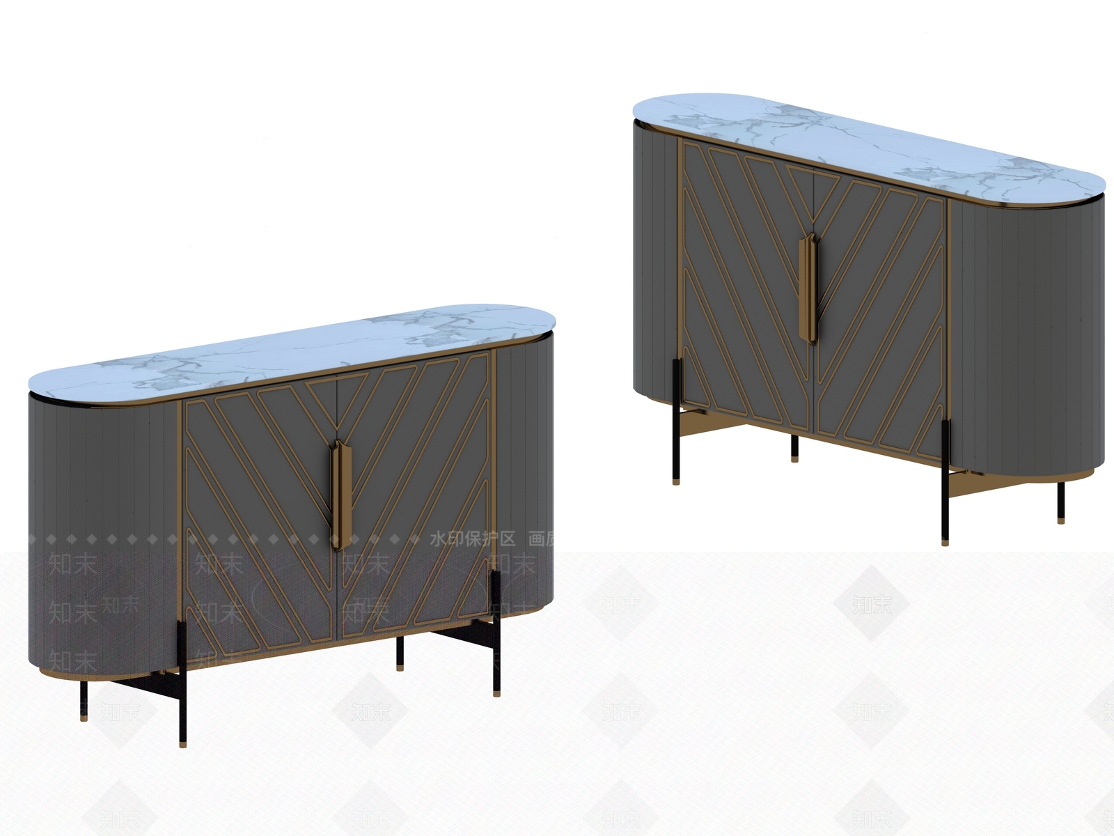 现代新中式玄关柜3D模型下载【ID:1193785062】