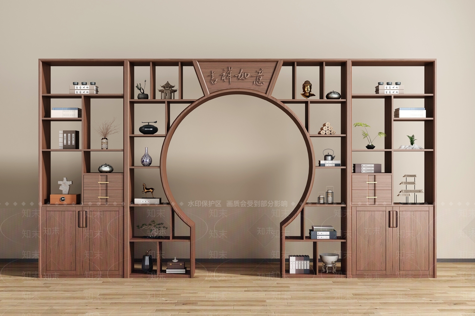 新中式博古架3D模型下载【ID:1193786149】