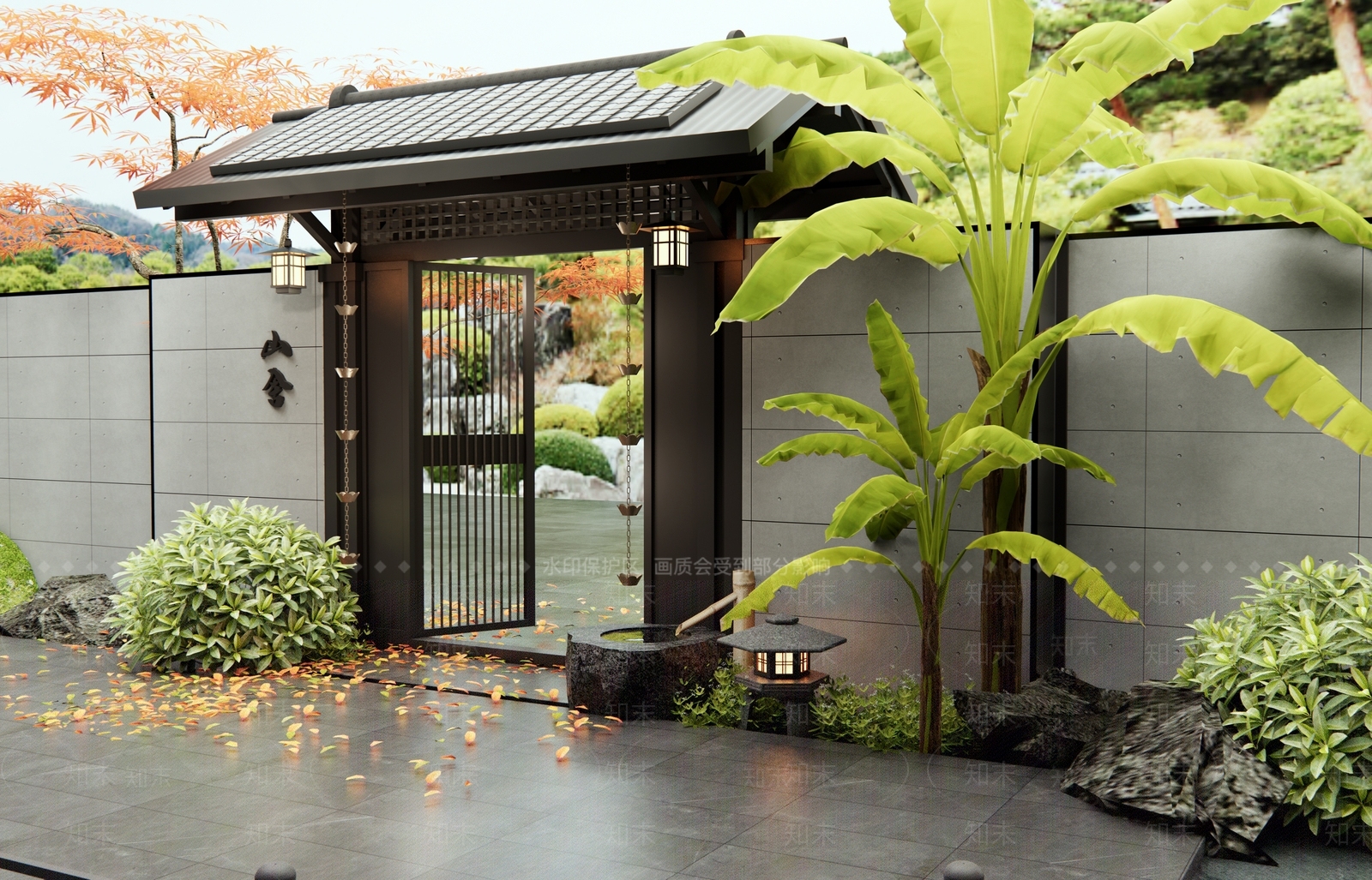 新中式日式入口3D模型下载【ID:1193786499】