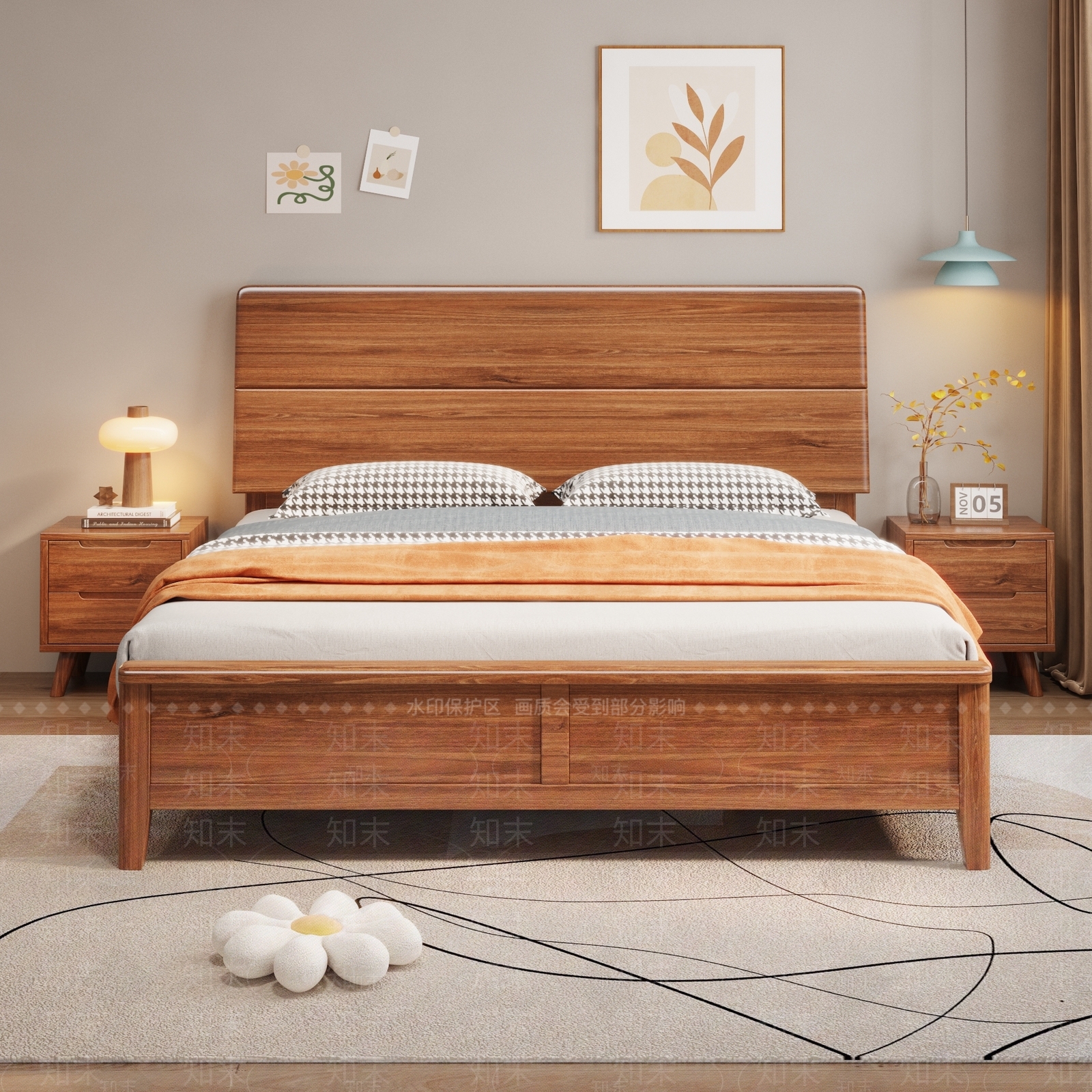 北欧简约家居卧室3D模型下载【ID:1193787090】