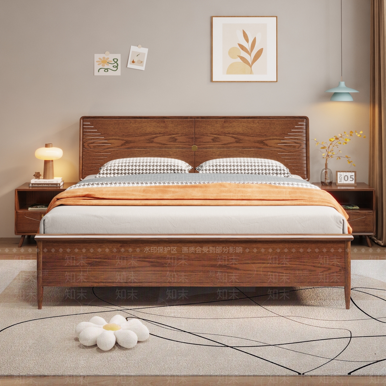 北欧简约家居卧室3D模型下载【ID:1193788305】