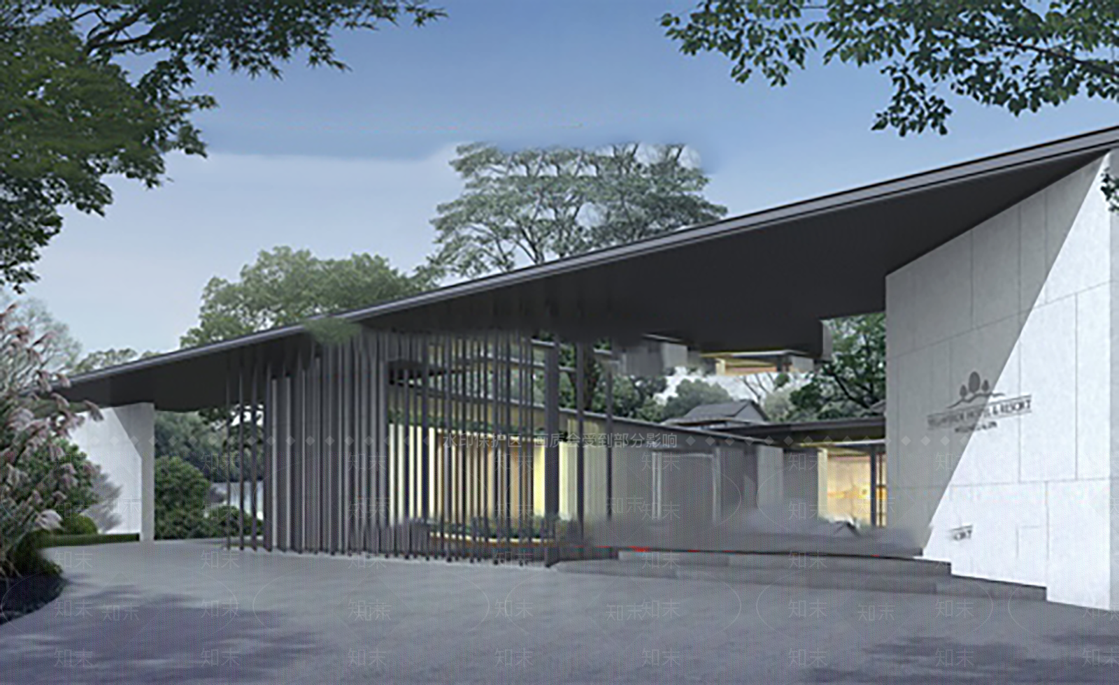 新中式民宿建筑SU模型下载【ID:1193797426】