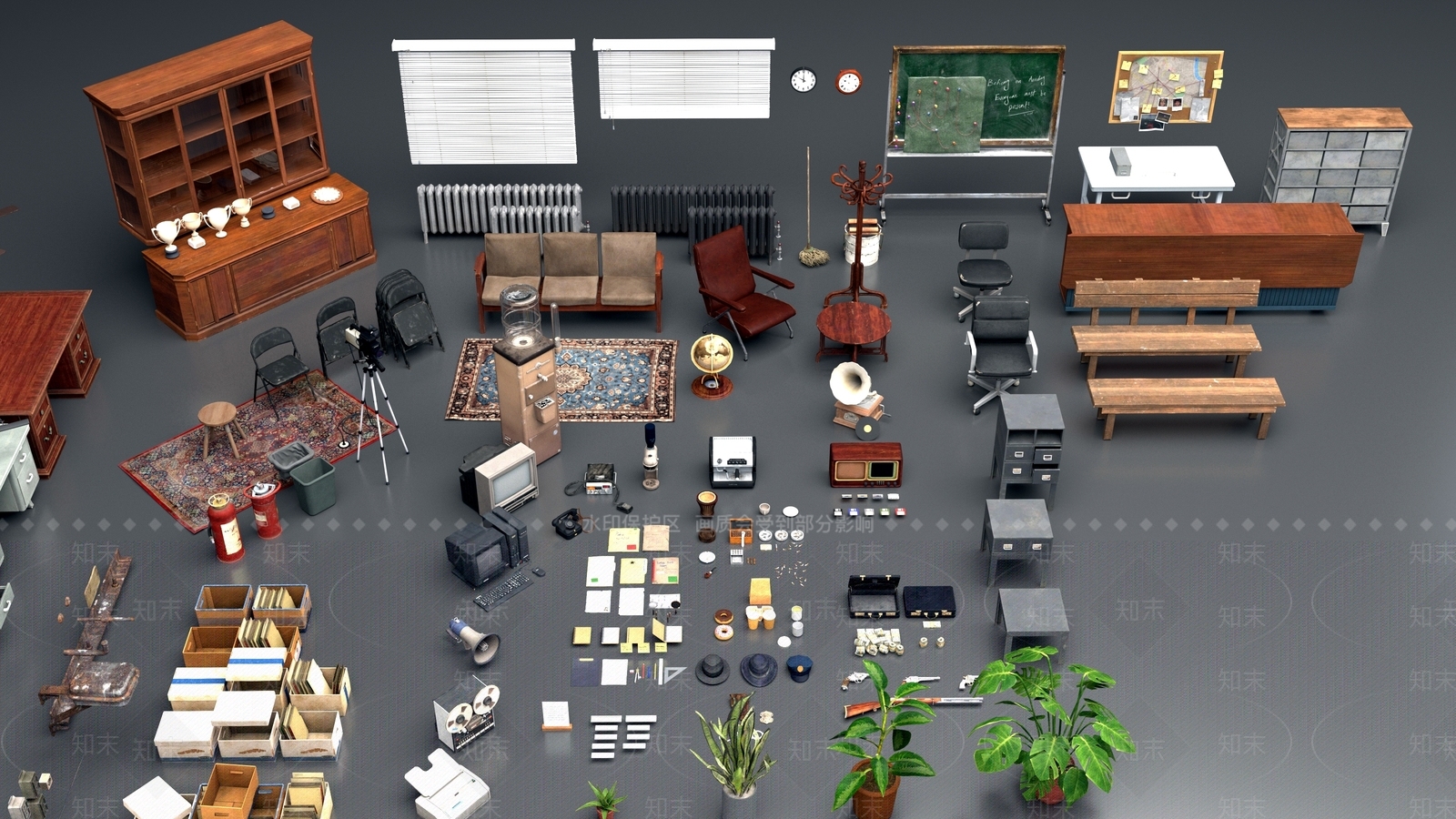 复古办公桌3D模型下载【ID:1193800852】