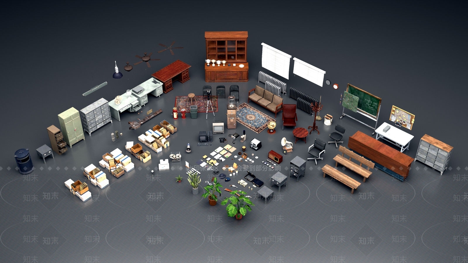 复古办公桌3D模型下载【ID:1193800852】
