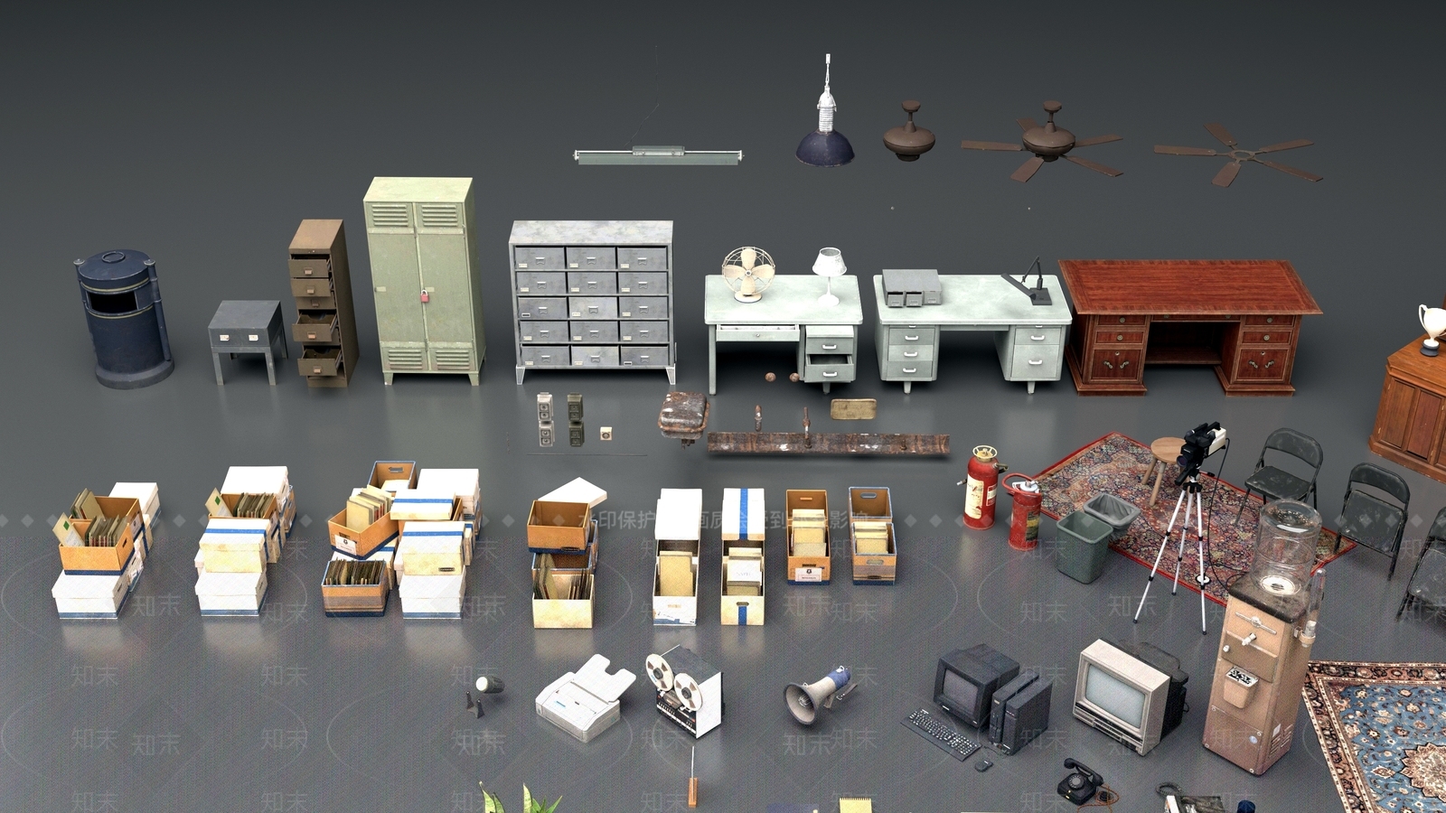 复古办公桌3D模型下载【ID:1193800852】