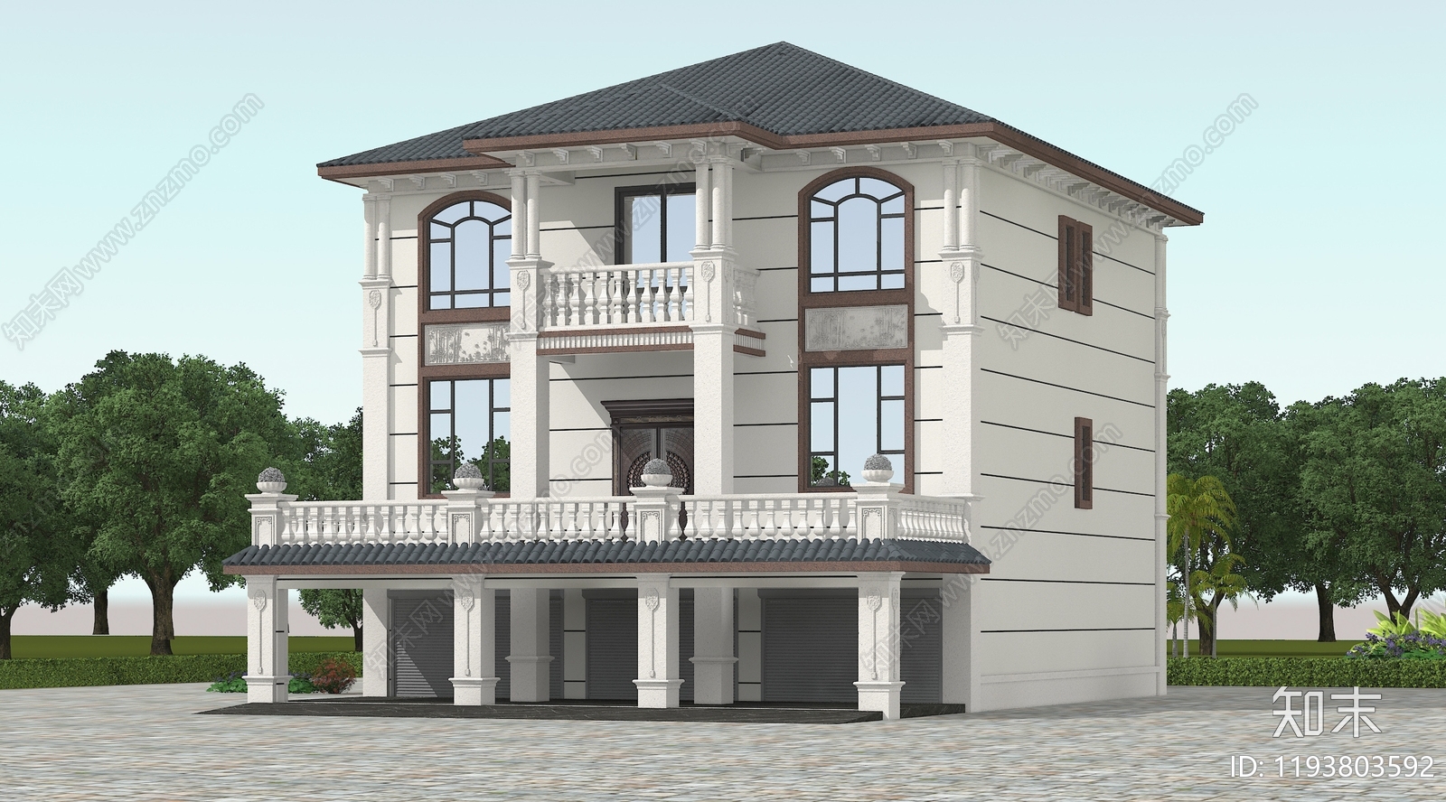 新中式别墅建筑施工图下载【ID:1193803592】