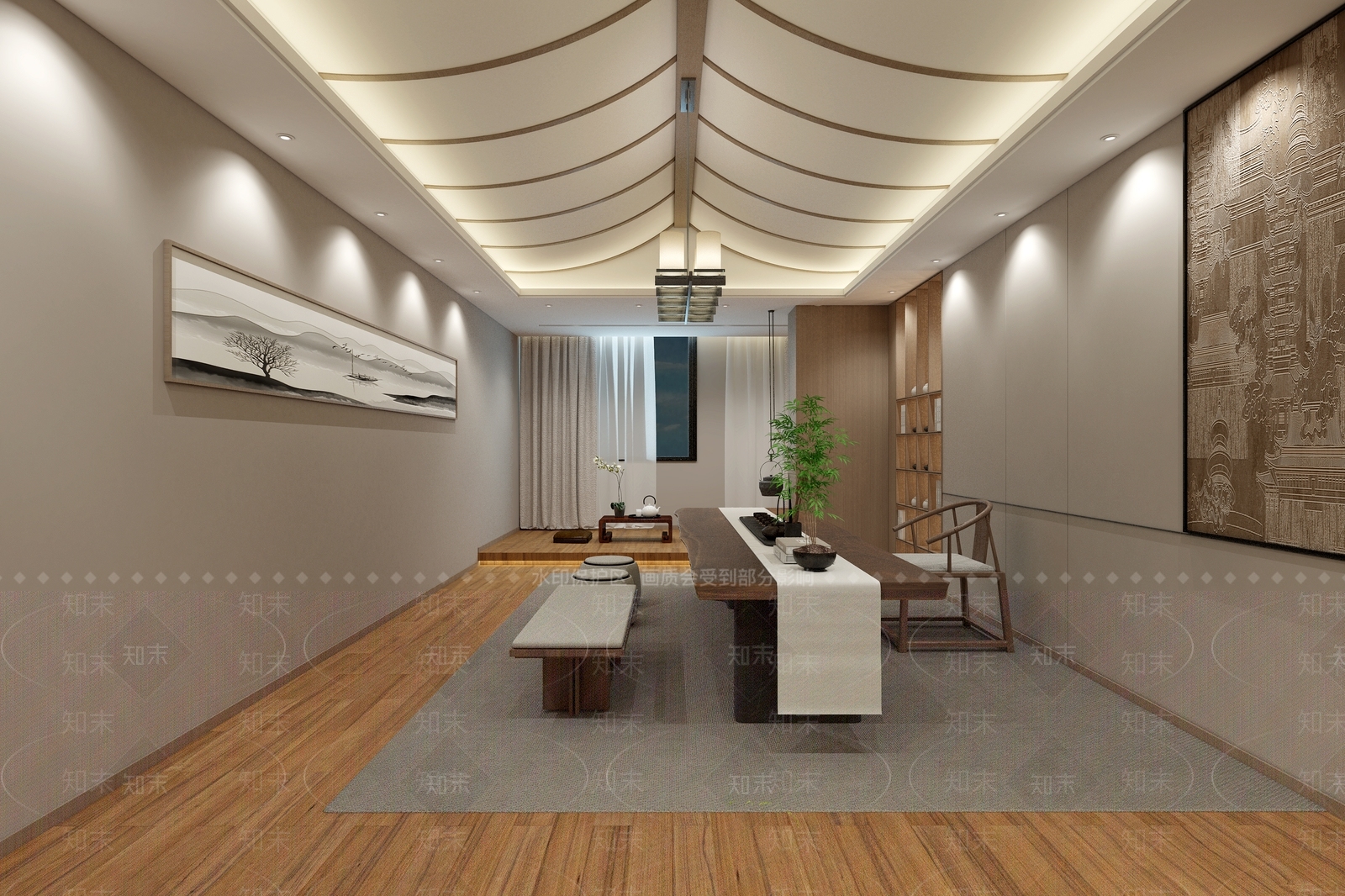 新中式茶水间3D模型下载【ID:1193821707】