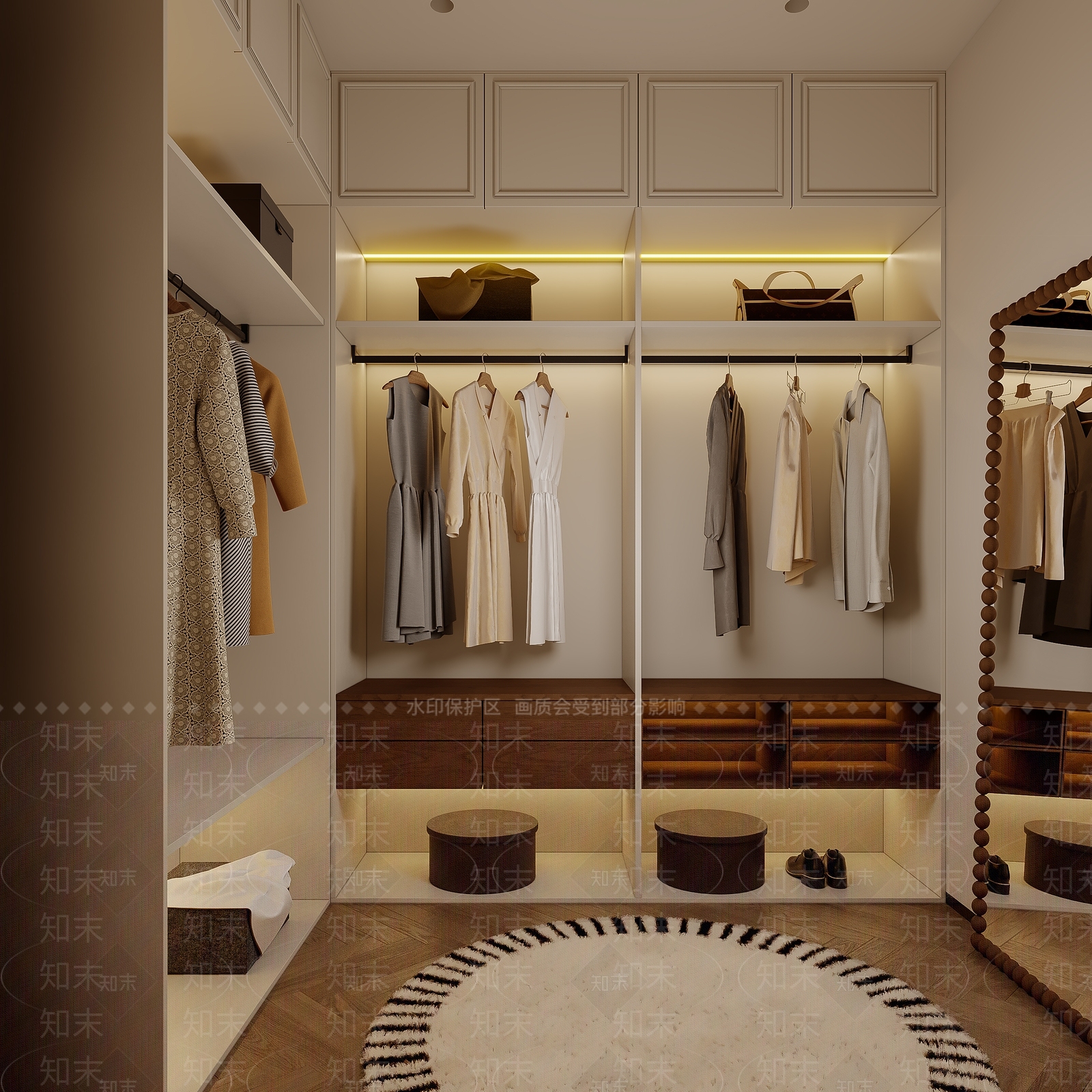 现代极简衣帽间3D模型下载【ID:1193832110】