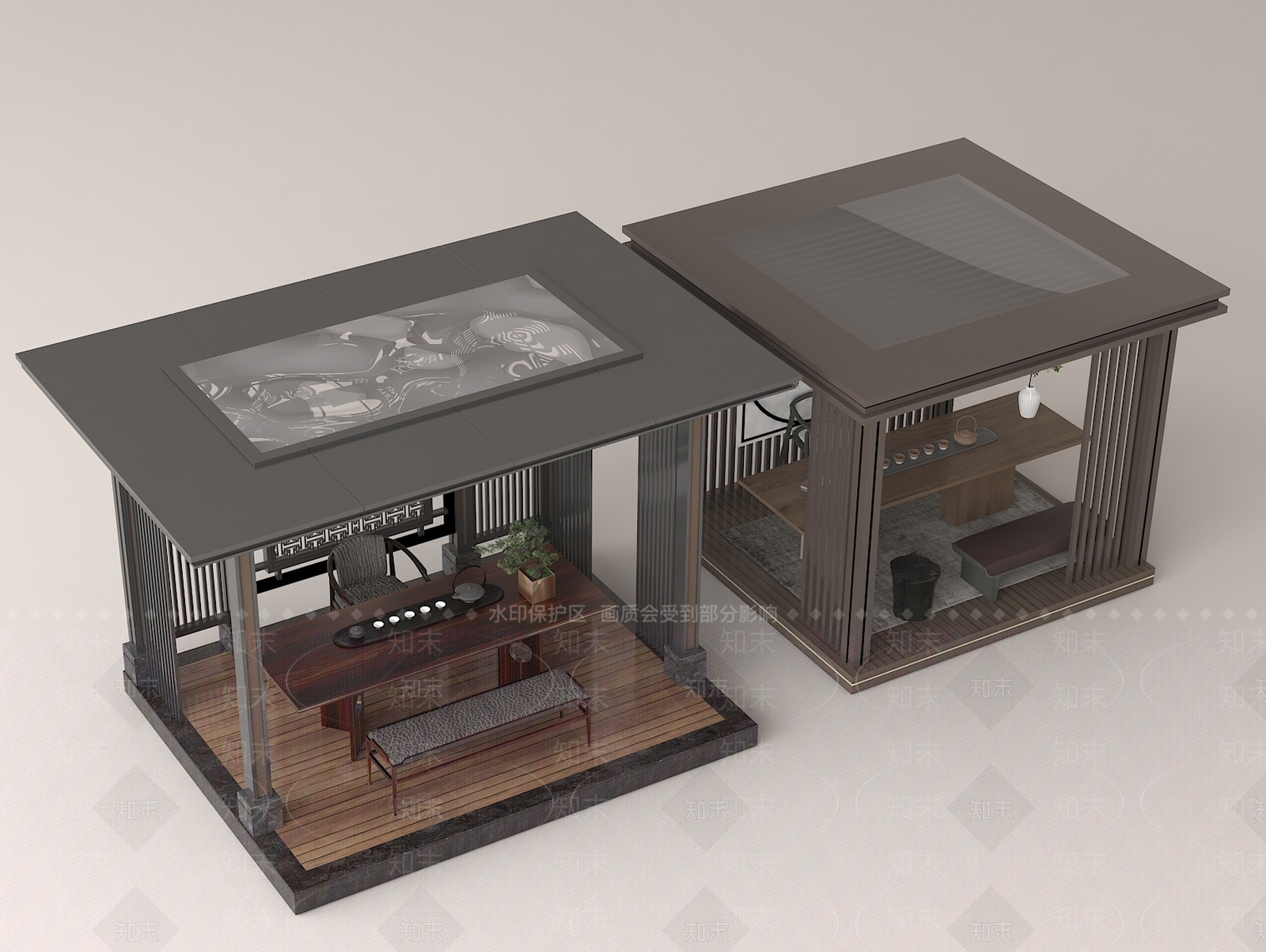 现代中式亭子3D模型下载【ID:1193830551】