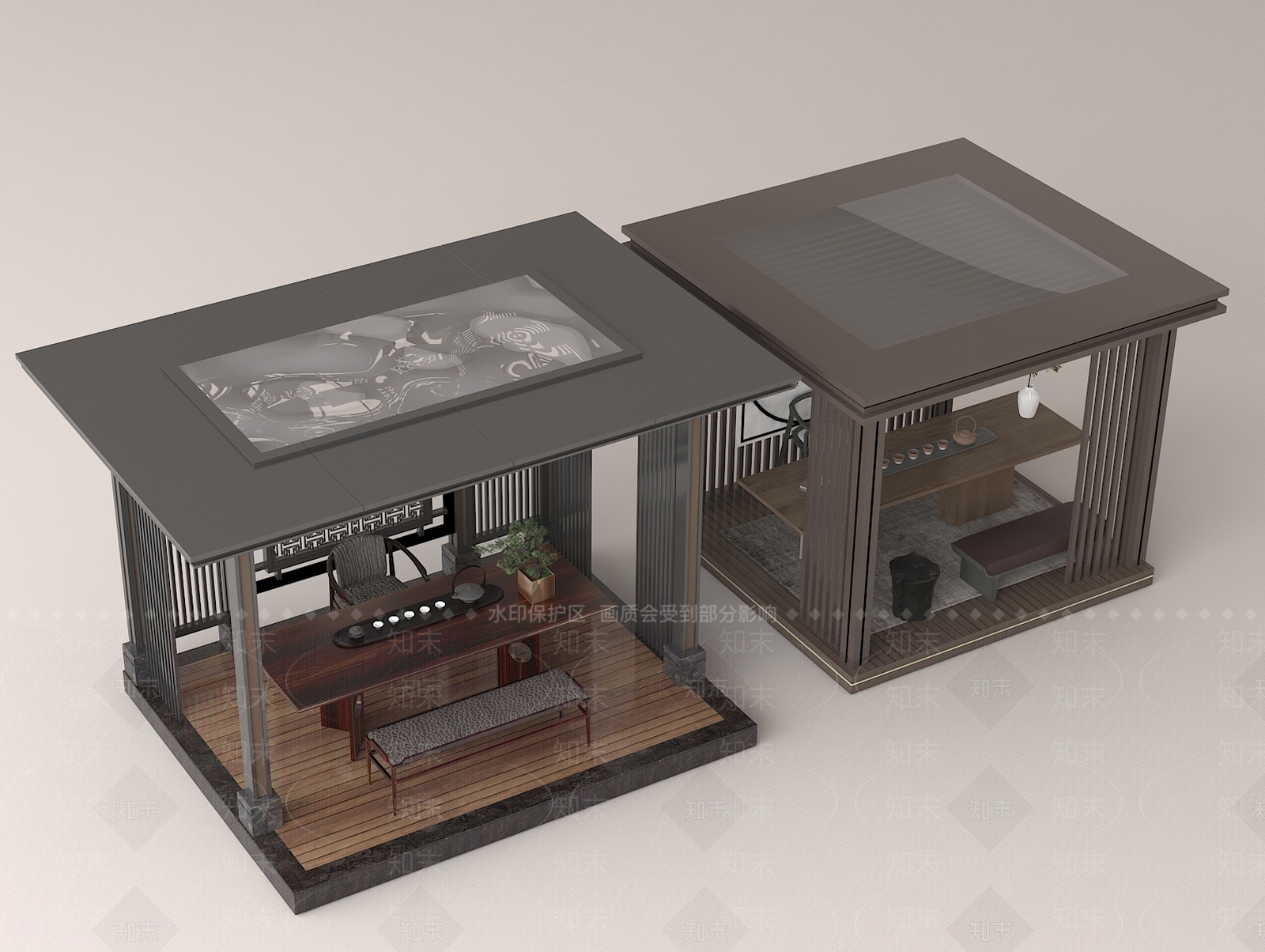 现代中式亭子SU模型下载【ID:1193830738】