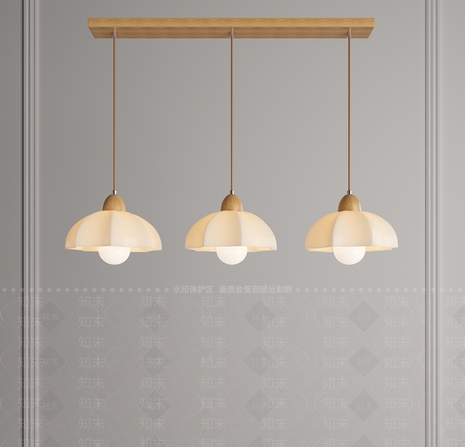 奶油原木吊灯3D模型下载【ID:1193832448】