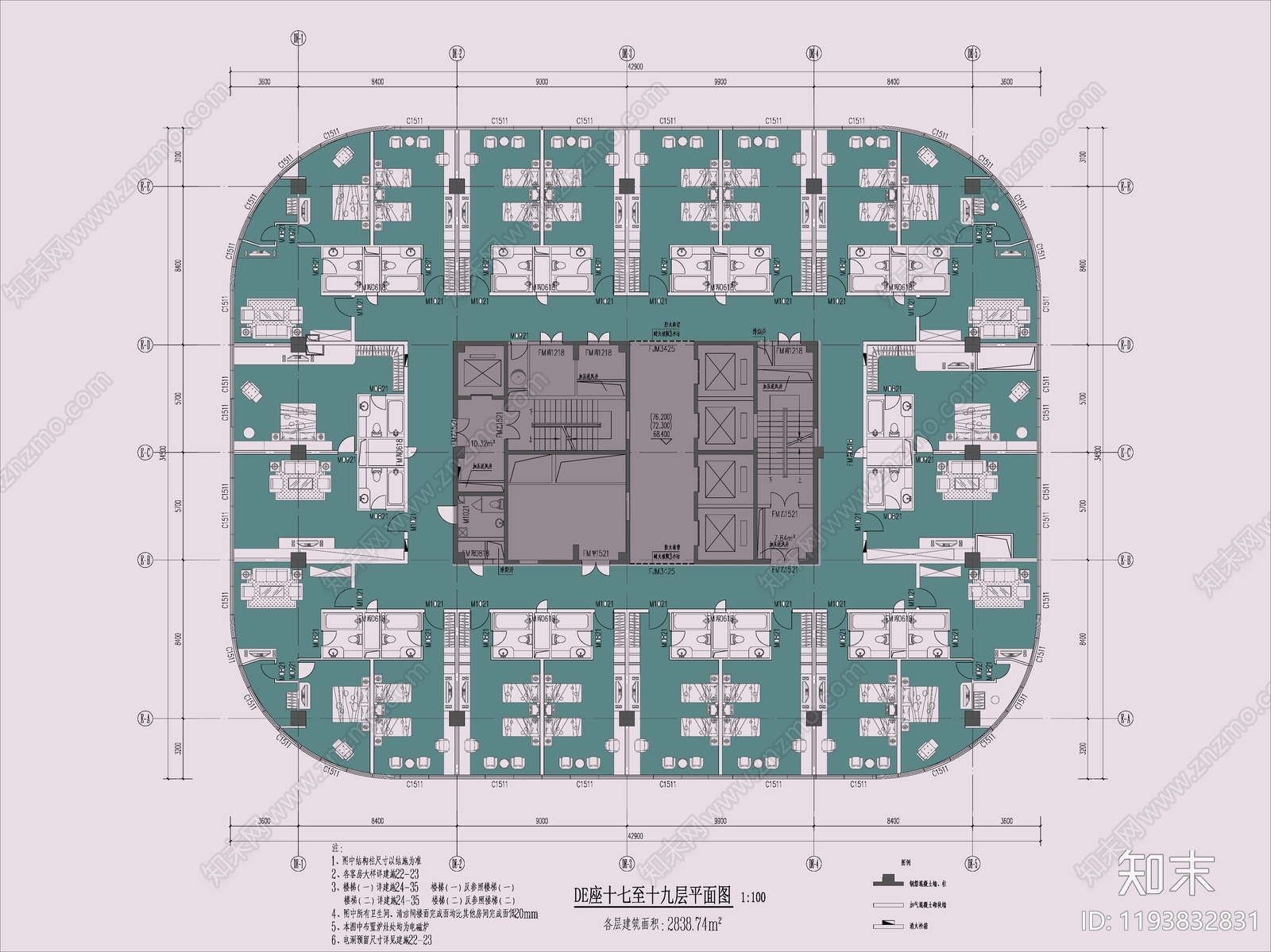 现代酒店建筑施工图下载【ID:1193832831】