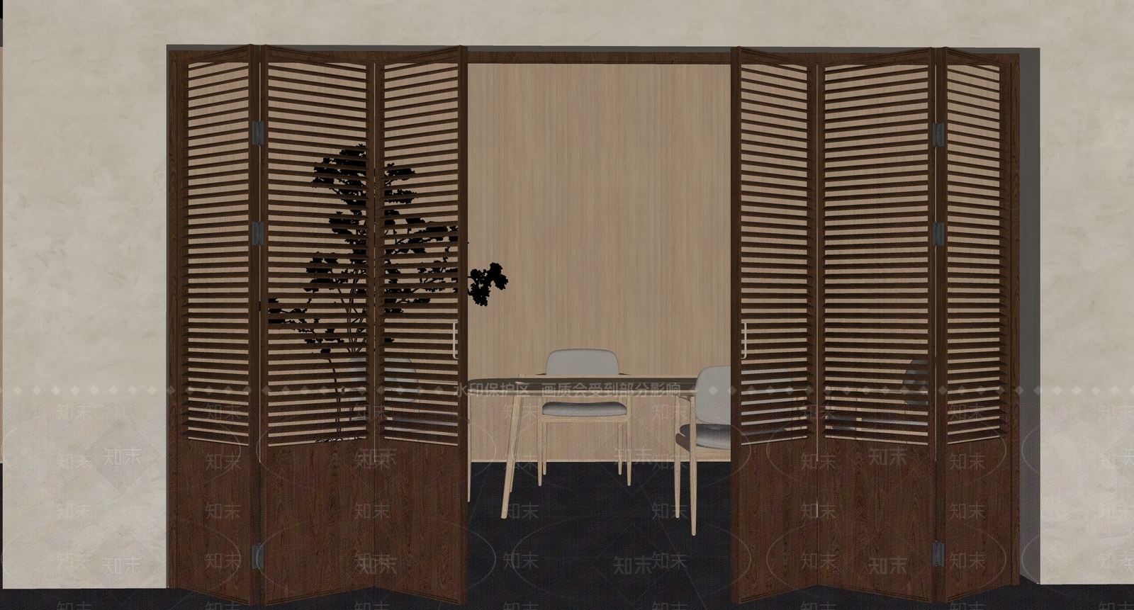 新中式现代折叠门SU模型下载【ID:1193840084】