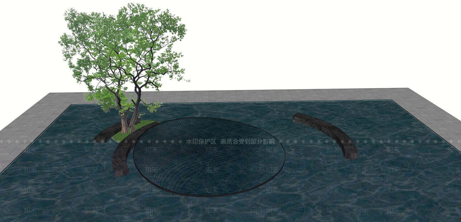 新中式现代水景SU模型下载【ID:1193842104】