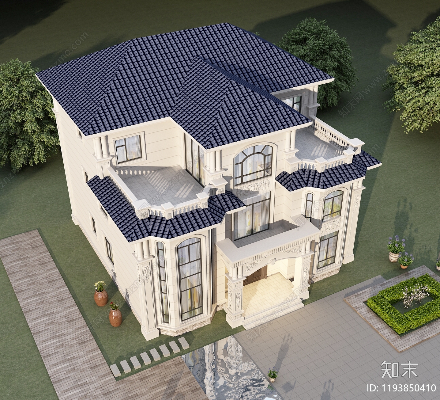 欧式别墅建筑施工图下载【ID:1193850410】