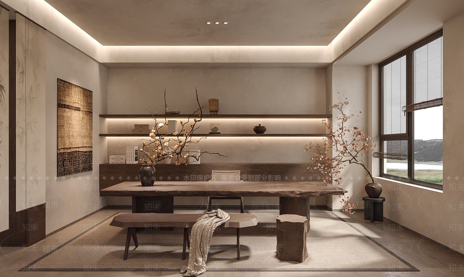 侘寂书房3D模型下载【ID:1193854442】