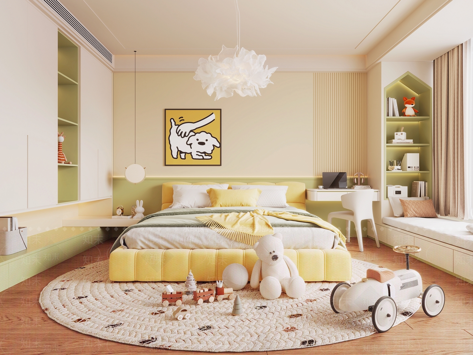 现代奶油通用儿童房3D模型下载【ID:1193857222】