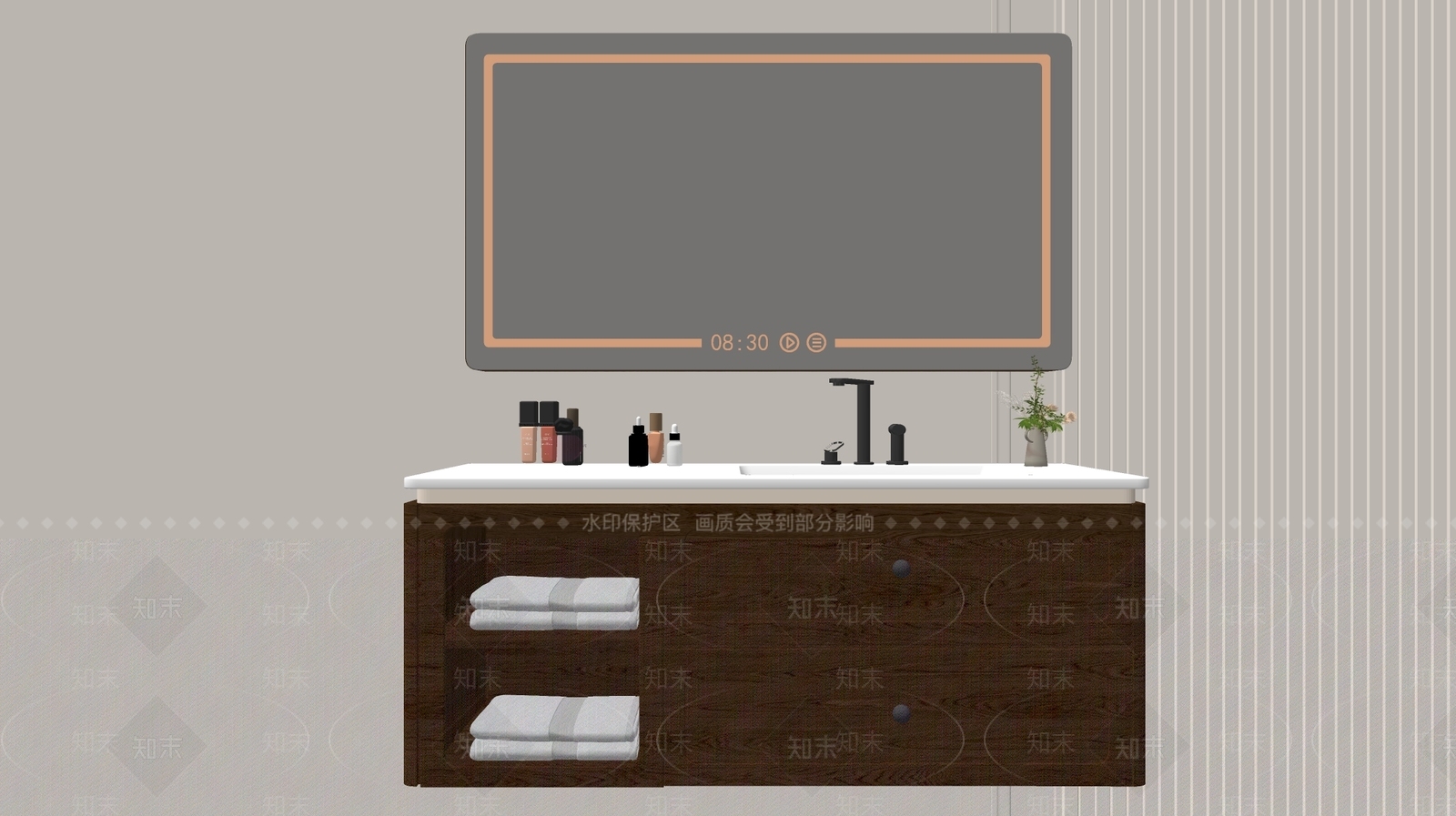 现代浴室柜SU模型下载【ID:1193857840】