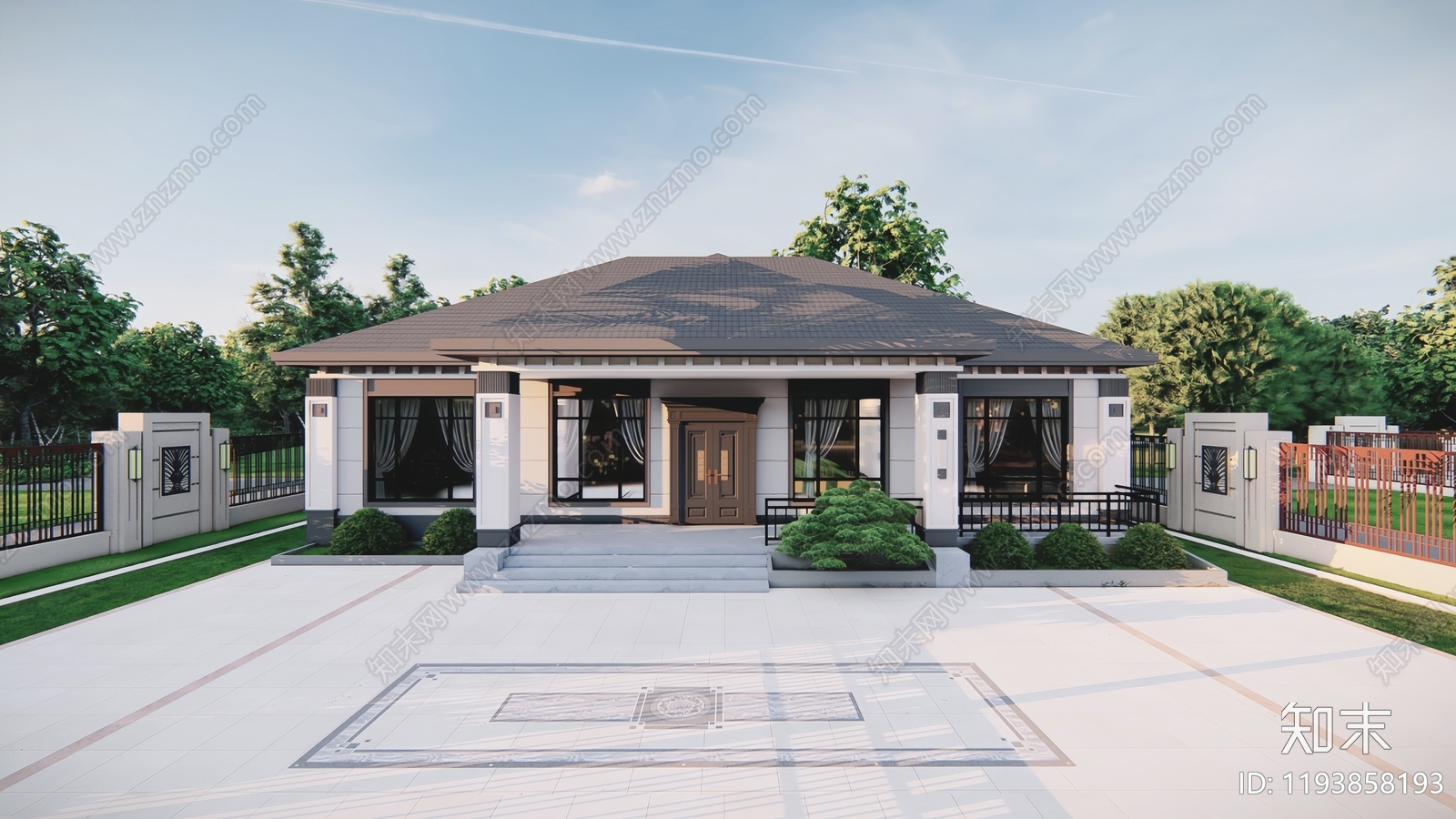 现代别墅建筑施工图下载【ID:1193858193】