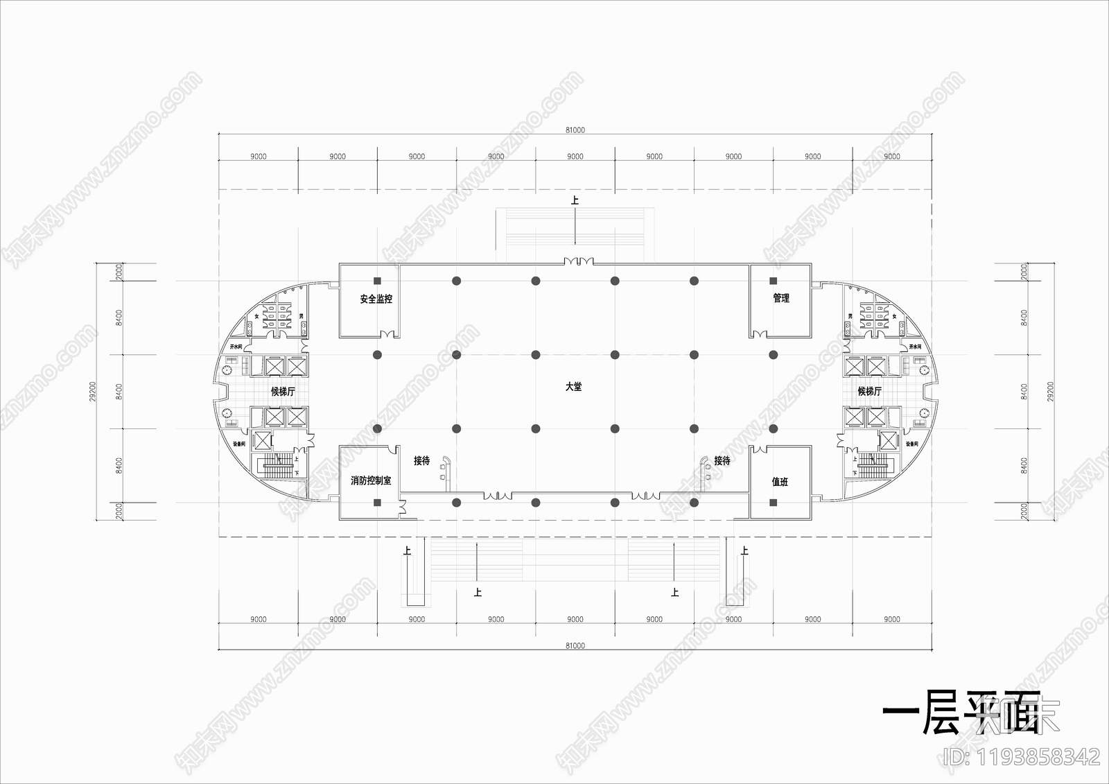现代办公楼建筑cad施工图下载【ID:1193858342】