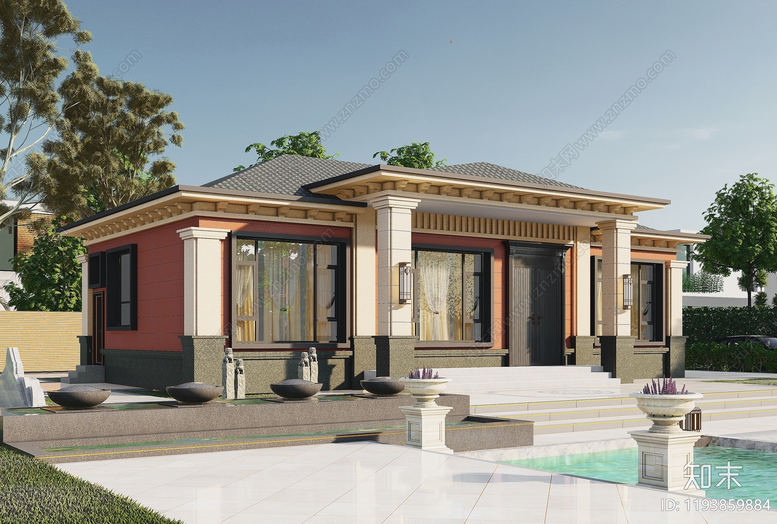 中式别墅建筑施工图下载【ID:1193859884】