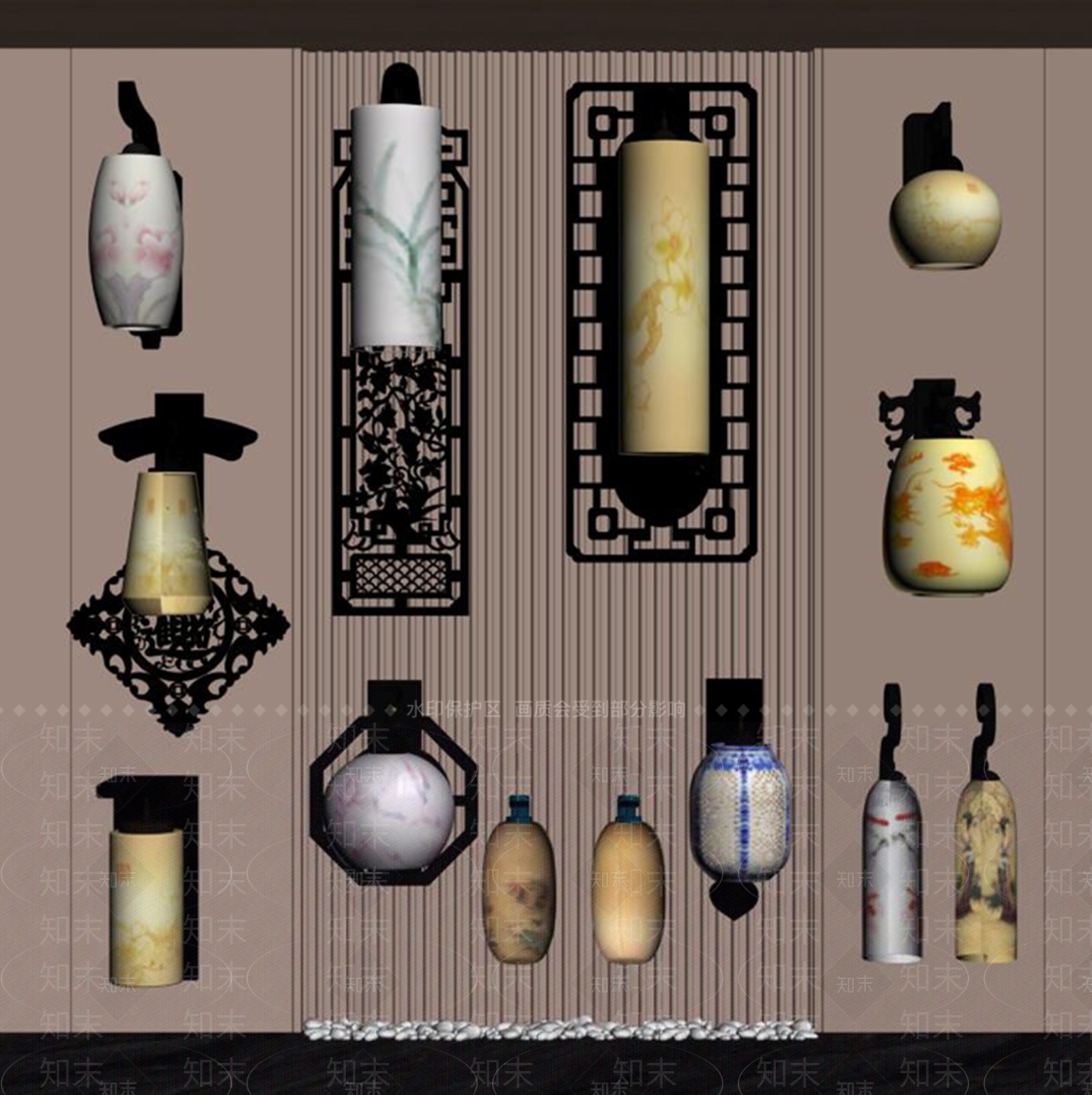 新中式中式壁灯SU模型下载【ID:1193865955】