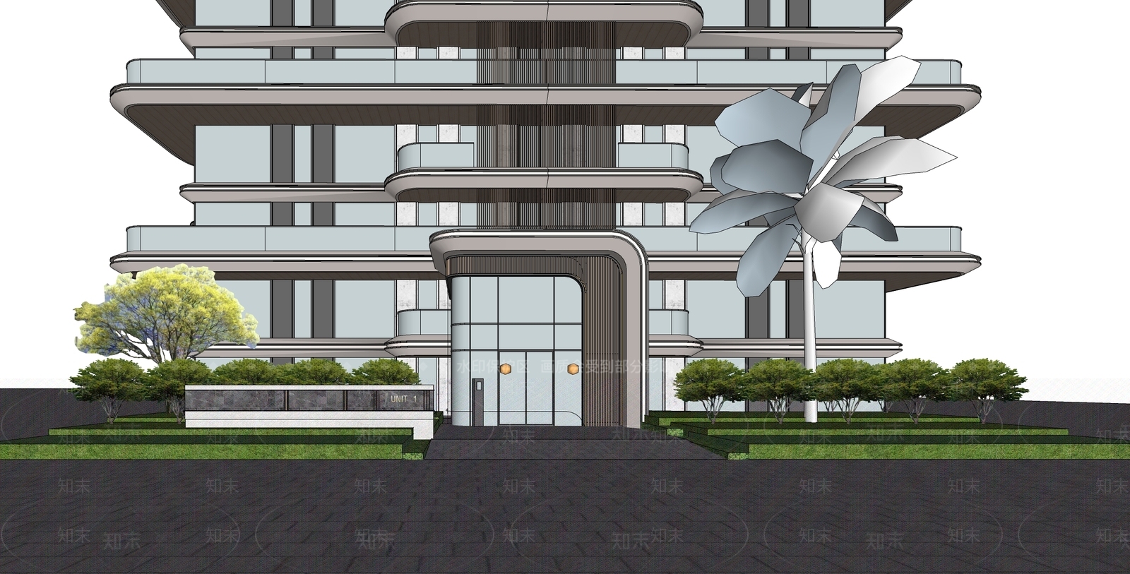 现代简约多层住宅SU模型下载【ID:1193871474】