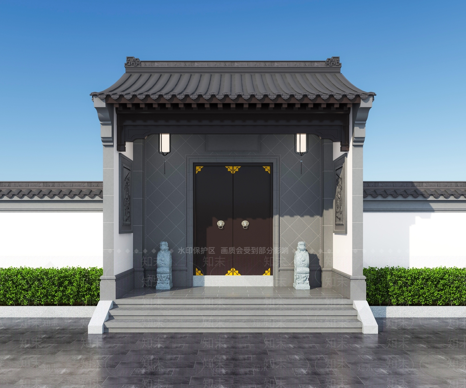 新中式民宿门头SU模型下载【ID:1193871998】