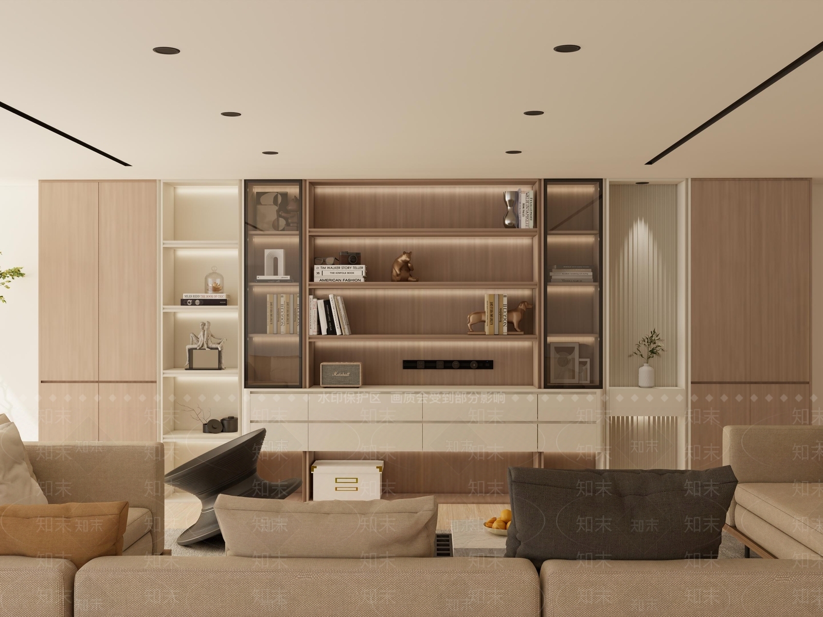 奶油原木书柜SU模型下载【ID:1194207314】