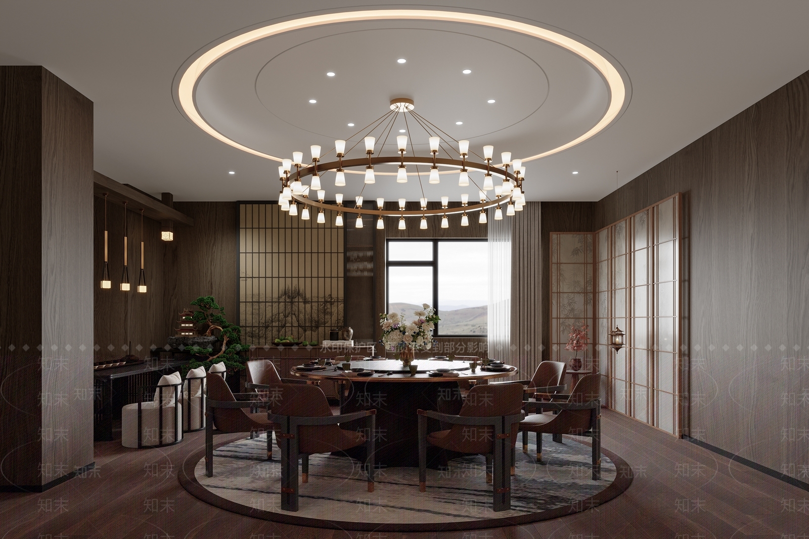 中式简约包厢3D模型下载【ID:1193876072】