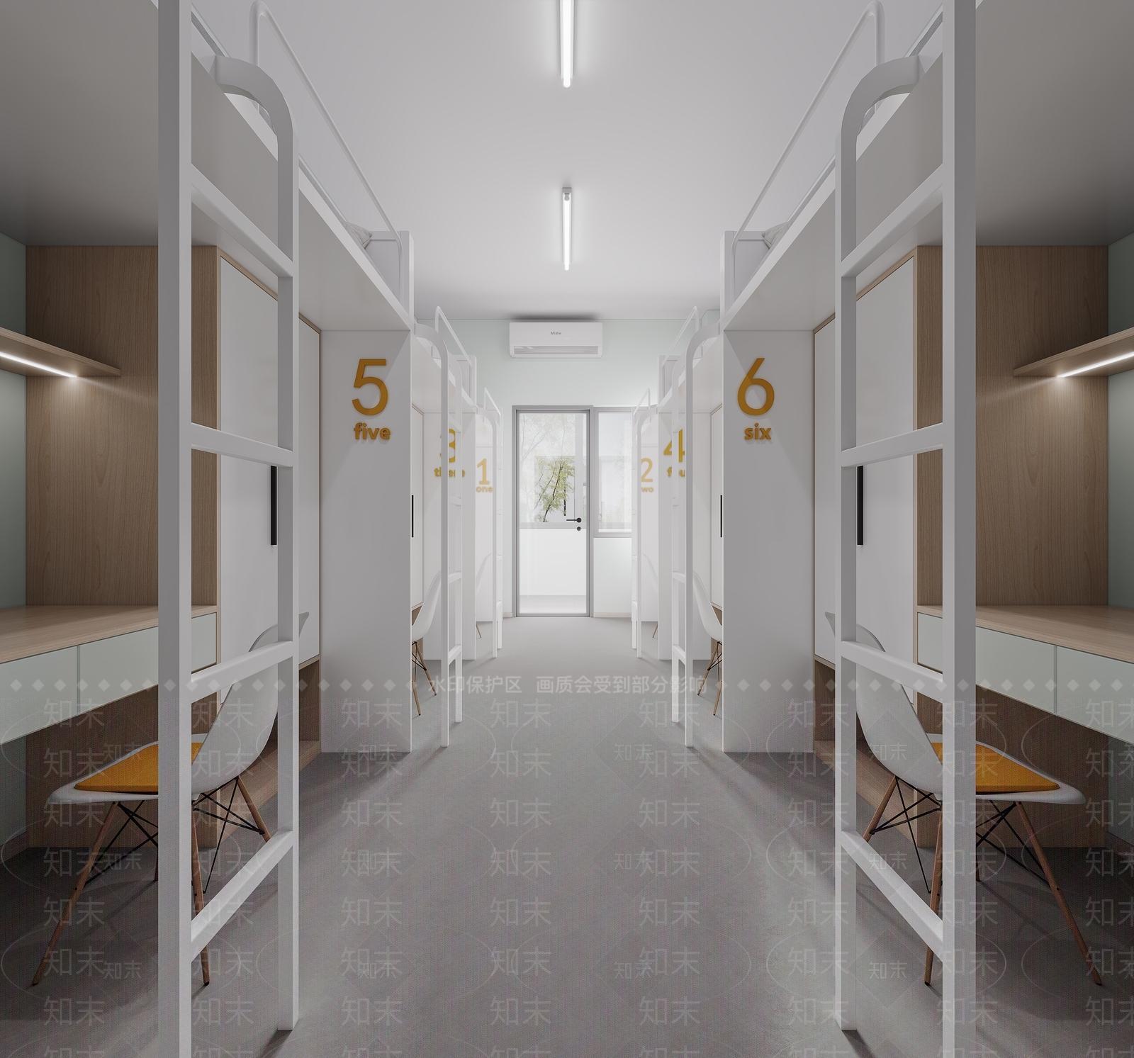 现代极简宿舍3D模型下载【ID:1193878207】