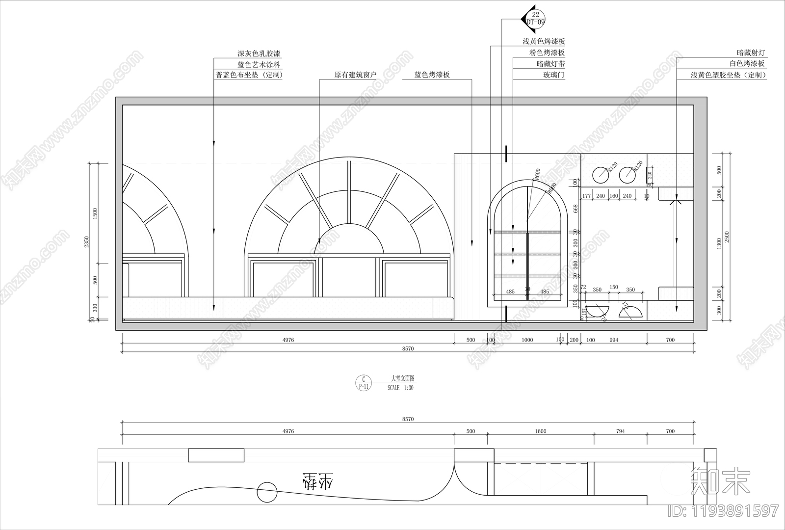 现代培训中心cad施工图下载【ID:1193891597】