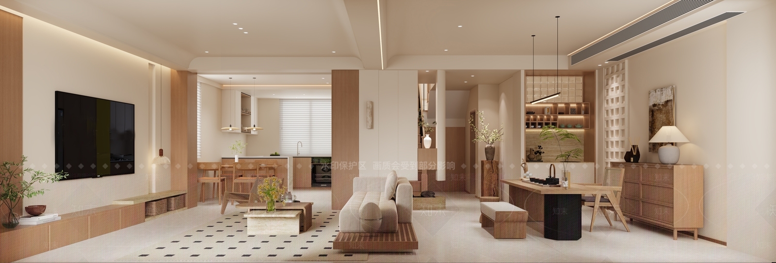 原木北欧家居客厅3D模型下载【ID:1193892617】