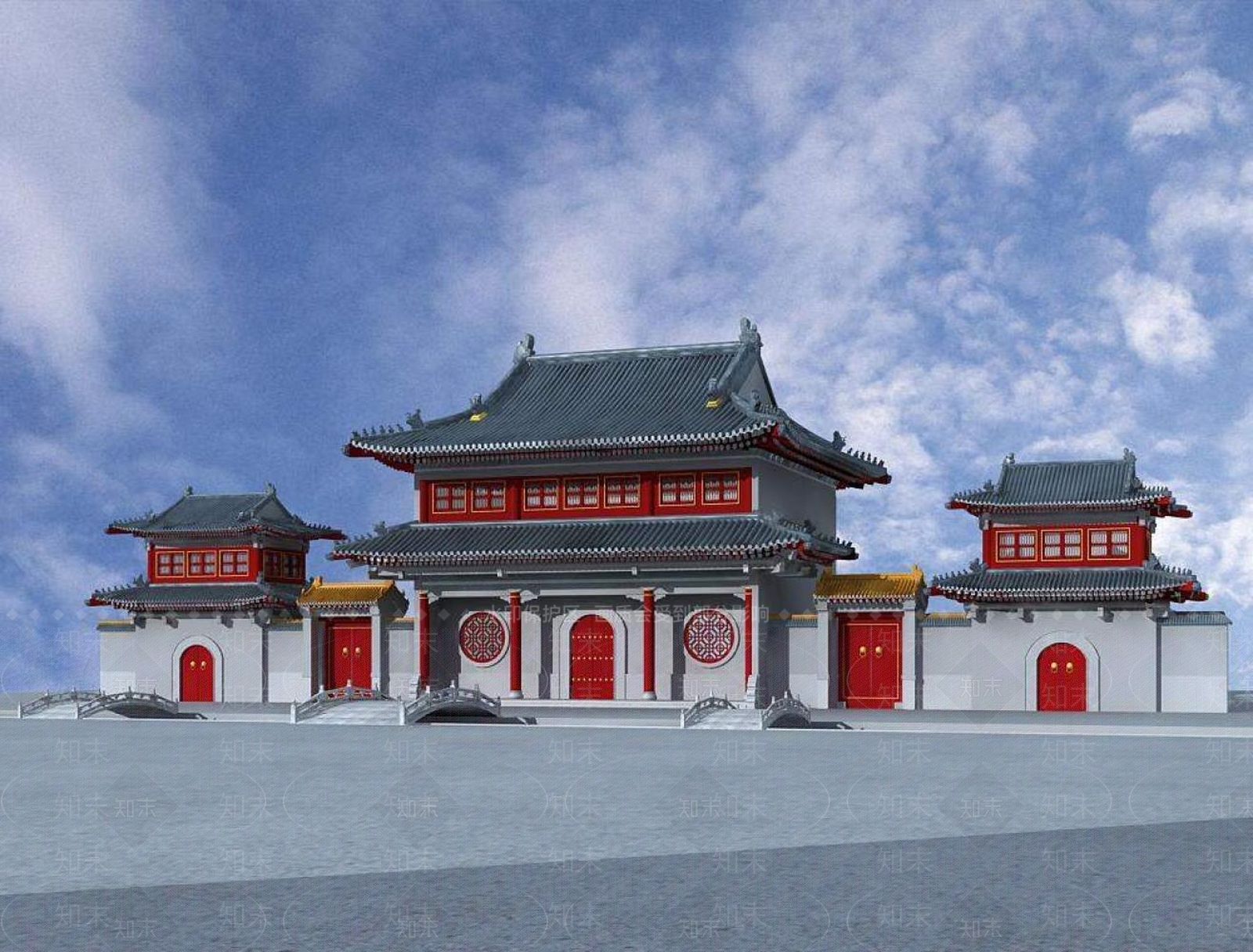 中式古建3D模型下载【ID:1193893590】