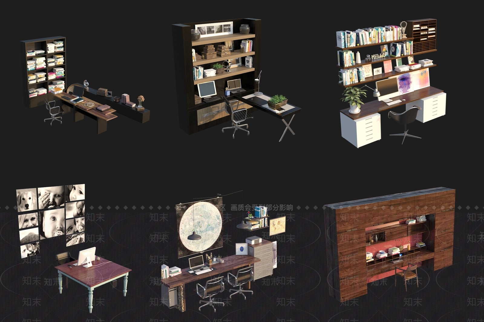 现代书桌3D模型下载【ID:1193898437】
