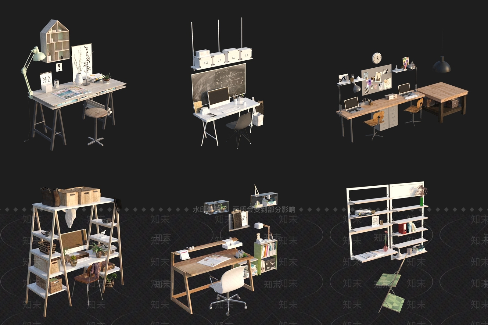 现代书桌3D模型下载【ID:1193898958】