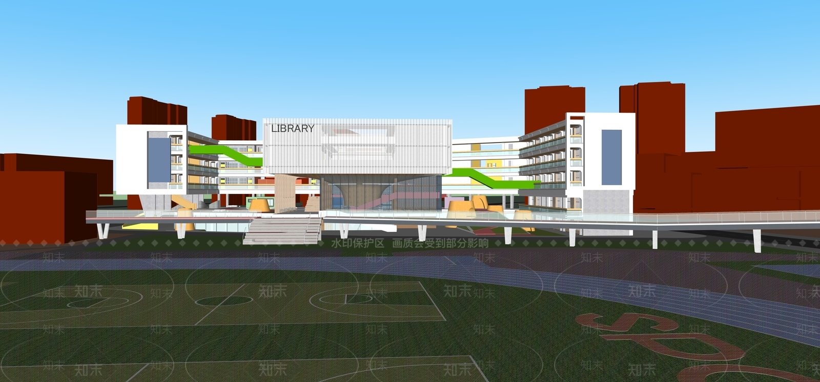 现代学校建筑SU模型下载【ID:1193909098】