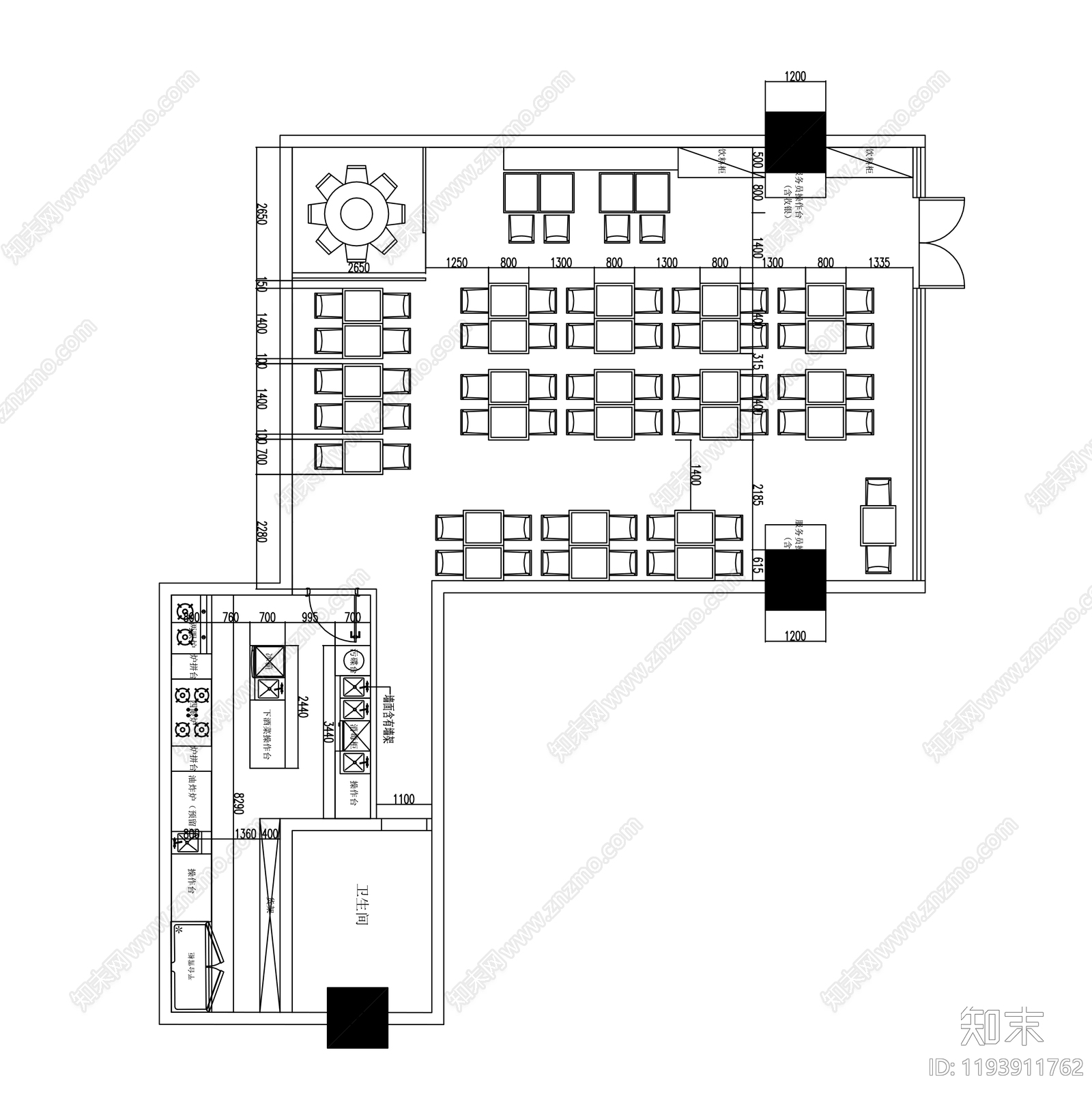 现代快餐店cad施工图下载【ID:1193911762】