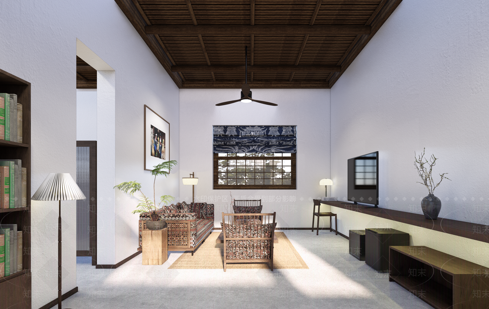 中式中古酒店客房SU模型下载【ID:1194281982】