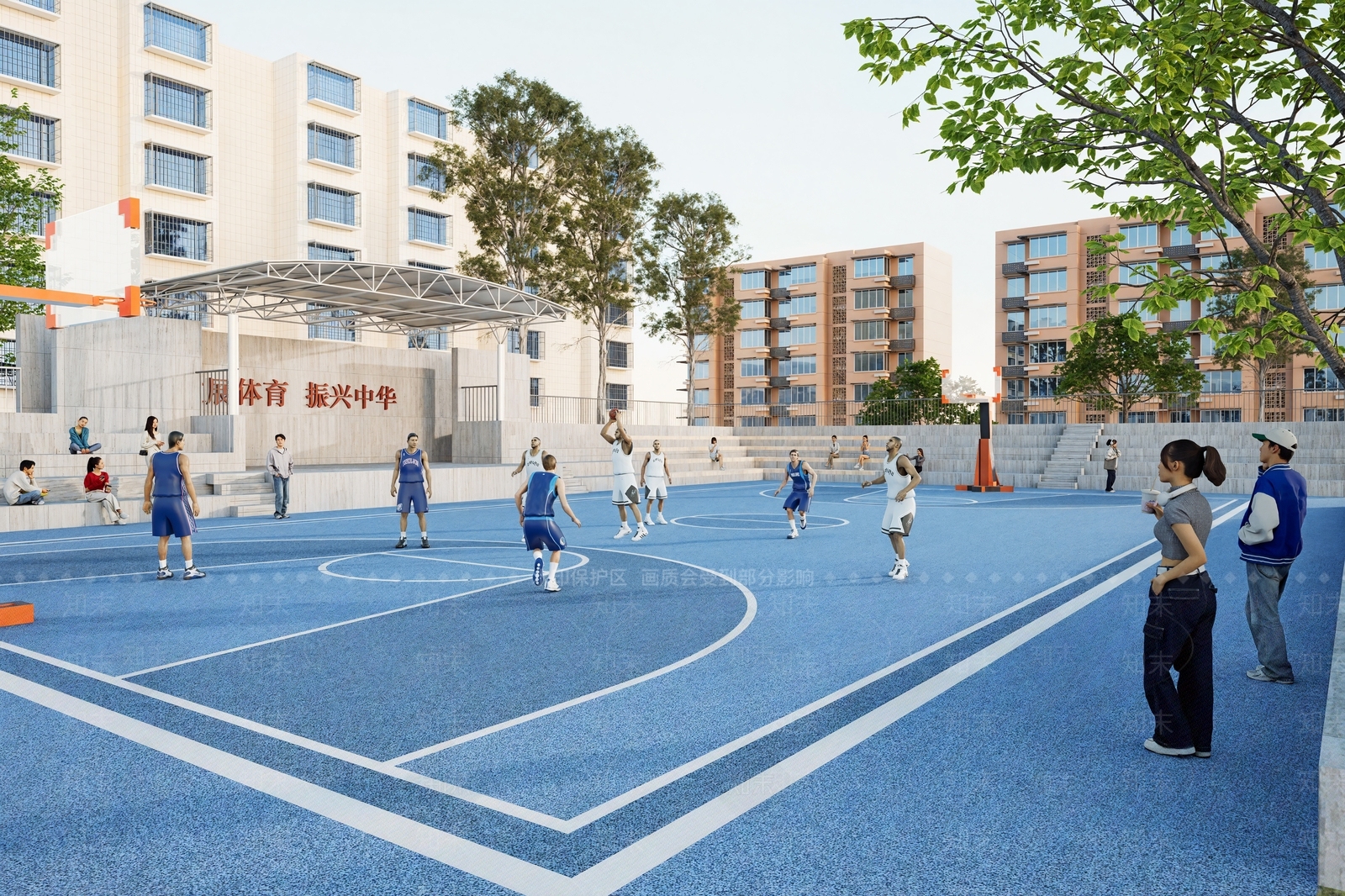 现代篮球场SU模型下载【ID:1193918410】