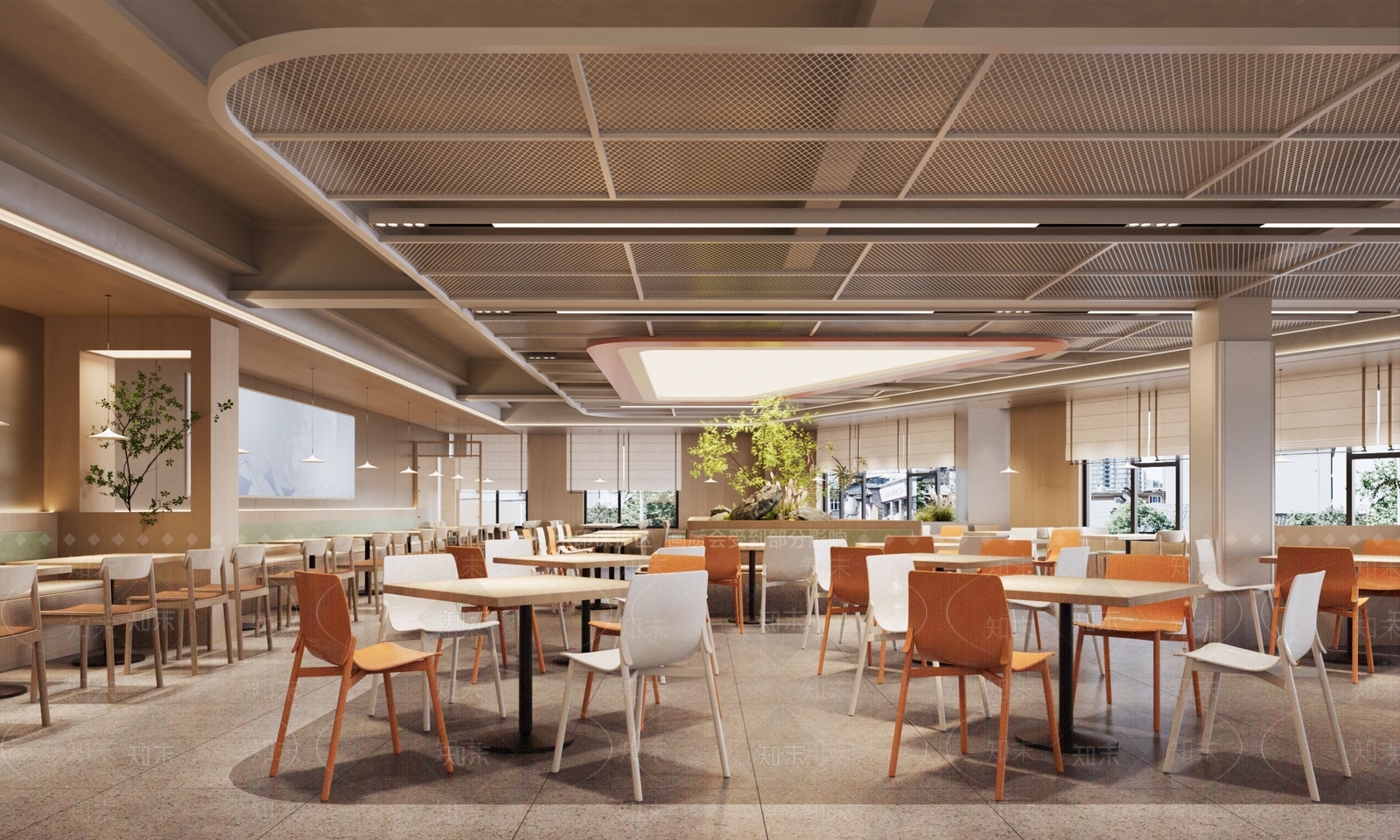 现代中式食堂3D模型下载【ID:1193919656】