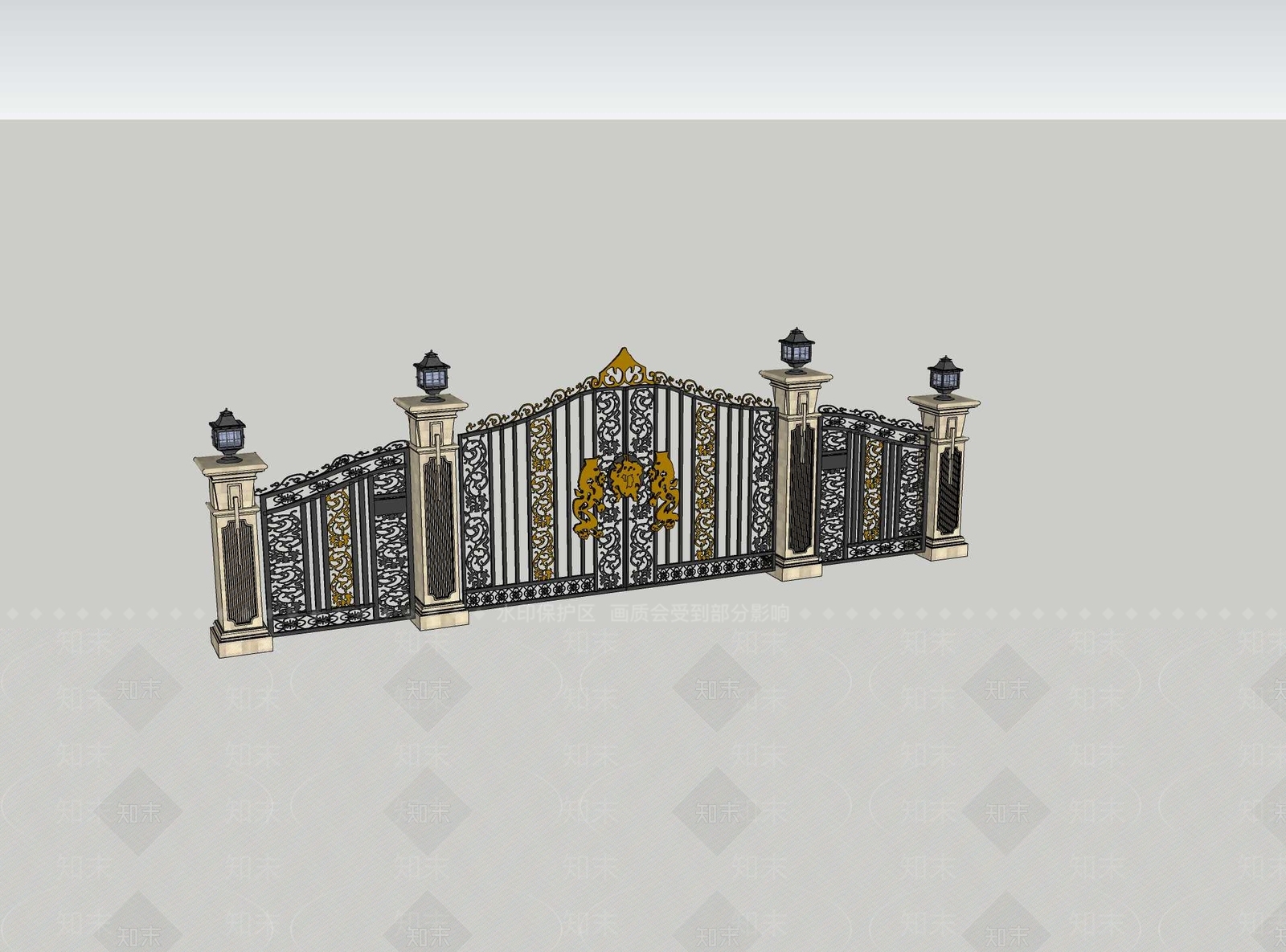 现代围栏护栏SU模型下载【ID:1193929658】