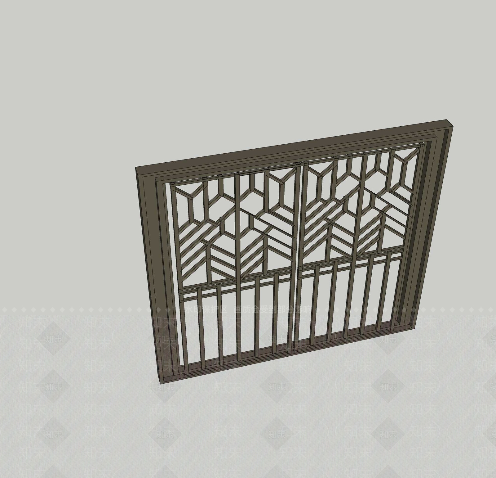 新中式双开门SU模型下载【ID:1193930335】