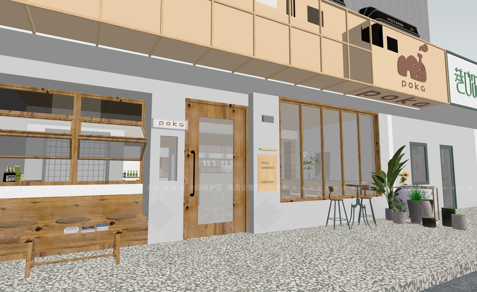 日式餐饮建筑SU模型下载【ID:1193935192】