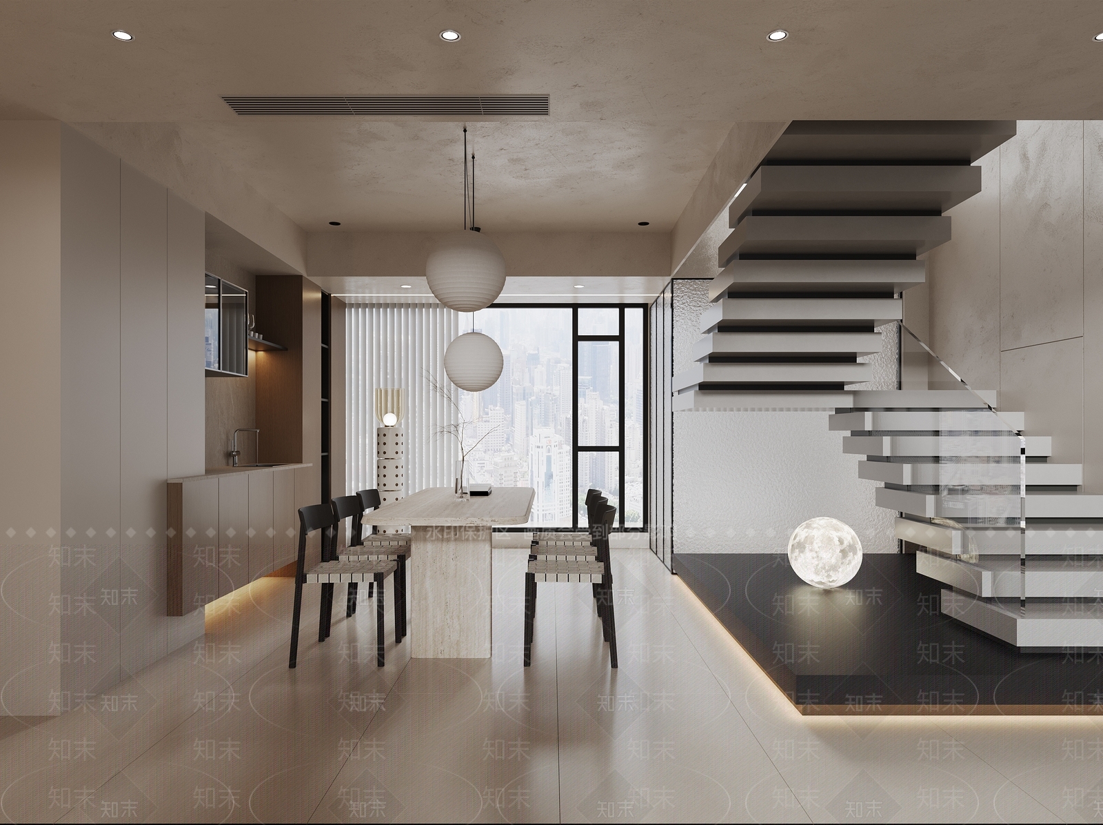 侘寂民宿大厅3D模型下载【ID:1215128018】