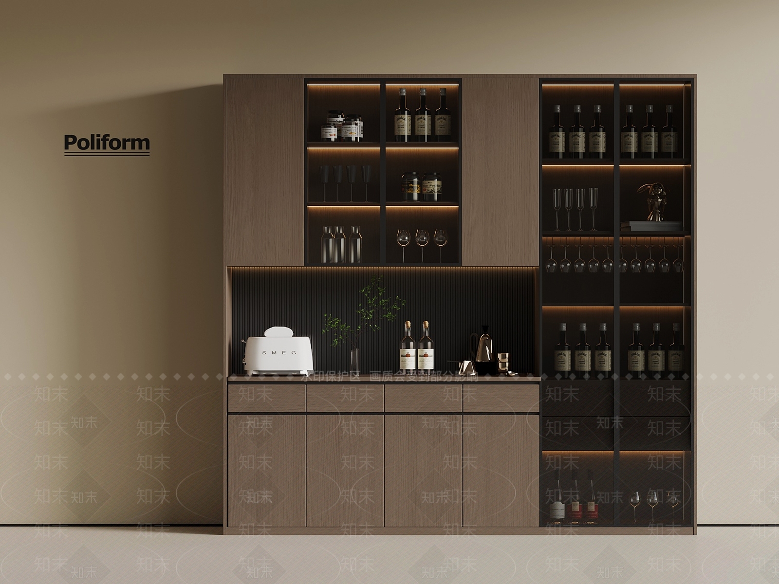 现代意式酒柜3D模型下载【ID:1193941710】