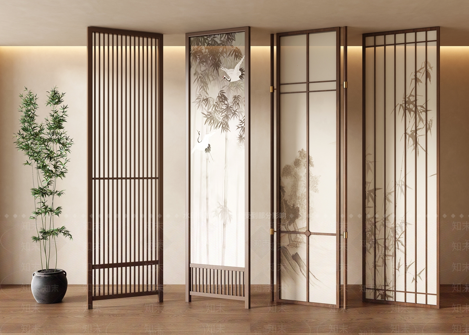 新中式屏风3D模型下载【ID:1193946125】