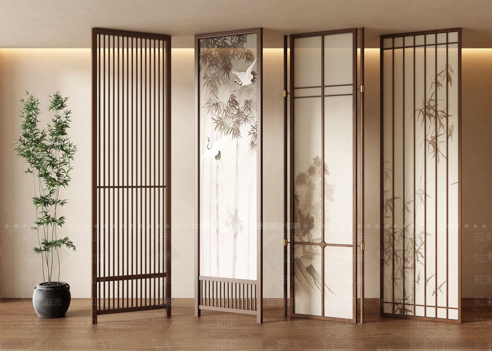 新中式屏风SU模型下载【ID:1193946168】