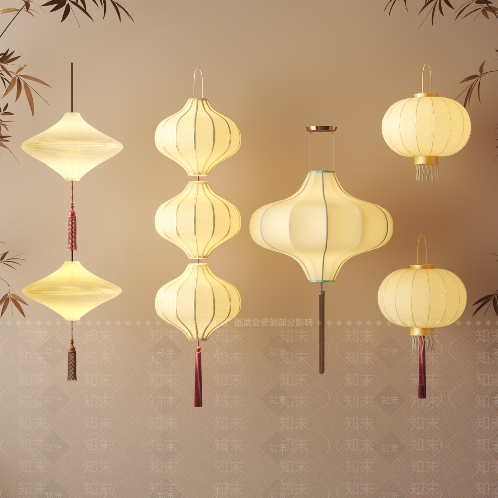新中式现代灯笼3D模型下载【ID:1193948886】
