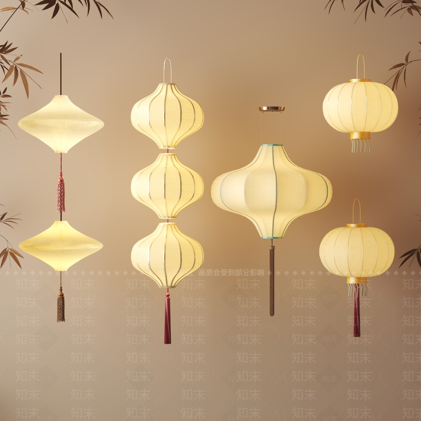 现代新中式灯笼SU模型下载【ID:1193948980】
